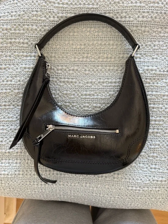 Marc Jacobs Black Crescent Hobo Bag with Silver Hardware - Picture 2 of 3